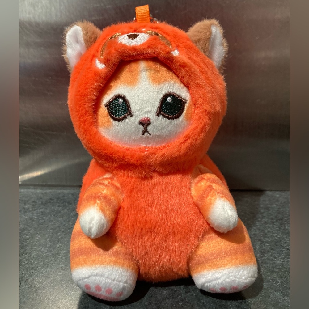 🐼🐱 NWOT 18.5cm Mofusand Cat in Red Panda Costume Soft Plush Stuff Doll Keychain